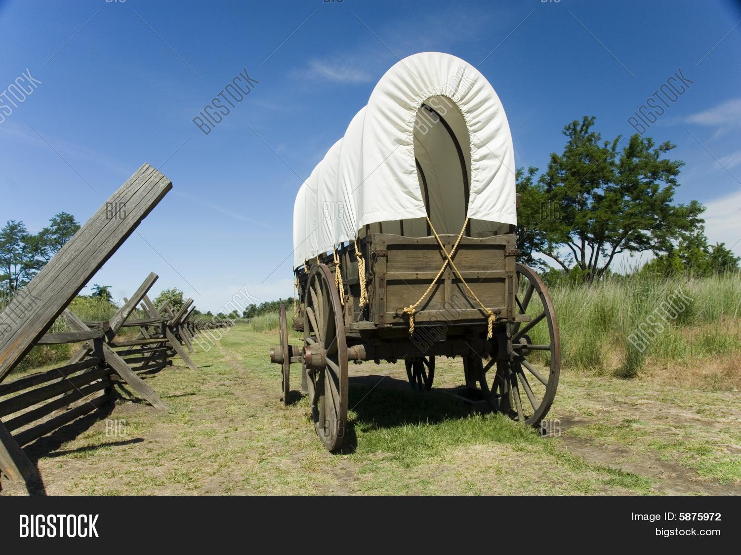 Covered Wagon On Oregon Trail Image & Photo Bigstock