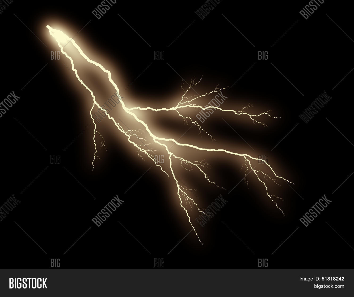 Orange Lightning bolt On Black Background Stock Photo & Stock Images