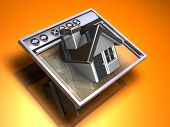image of embed  - 3d illustration of a simple internet browser with a simple house emerging from the display window - JPG 