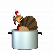 stock photo of toon  - Toon Turkey standing in a pot.
Isolated on a white background. - JPG 