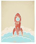 stock photo of future  - Vector illustration of retro rocket with grunge texture - JPG 