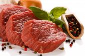 picture of food  - Raw beef on white background - JPG 