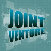 picture of venture  - joint venture words on digital screen background with world map - JPG 