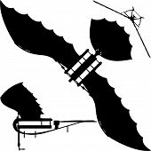 image of da-vinci  - Flying Machine Based On The Leonardo da Vinci Antique Light Hang Glider Vector - JPG 
