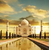 foto of religion  - Taj Mahal palace in India on sunrise - JPG 