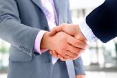 stock photo of handshake  - handshake isolated in office - JPG 