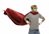 stock photo of boy  - horizontal photograph of a young boy dressed up as a super hero - JPG 
