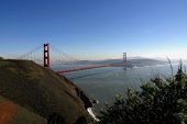 image of golden gate bridge  - panoramic view of the golden gate bridge as seen from the marin county side of the bay - JPG 