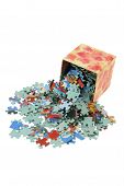 stock photo of puzzle  - Jigsaw Puzzle Pieces on Isolated White Background - JPG 