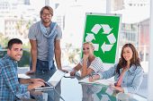 image of meeting  - Team having meeting about recycling in bright office - JPG 