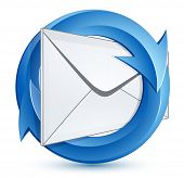 image of blue  - Mail envelope and blue circular arrows - JPG 