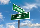 picture of strategy  - Marketing Strategy signs on clear blue sky - JPG 