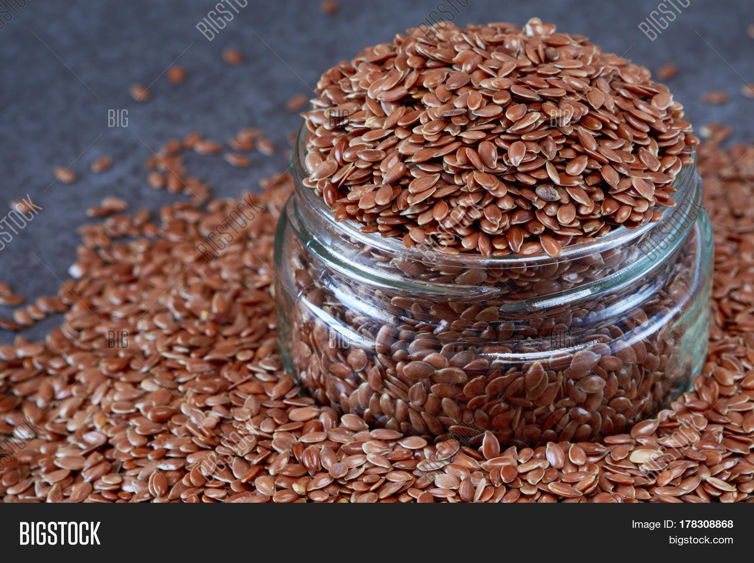 Flax Seeds Jar On Black Background Image & Photo Bigstock
