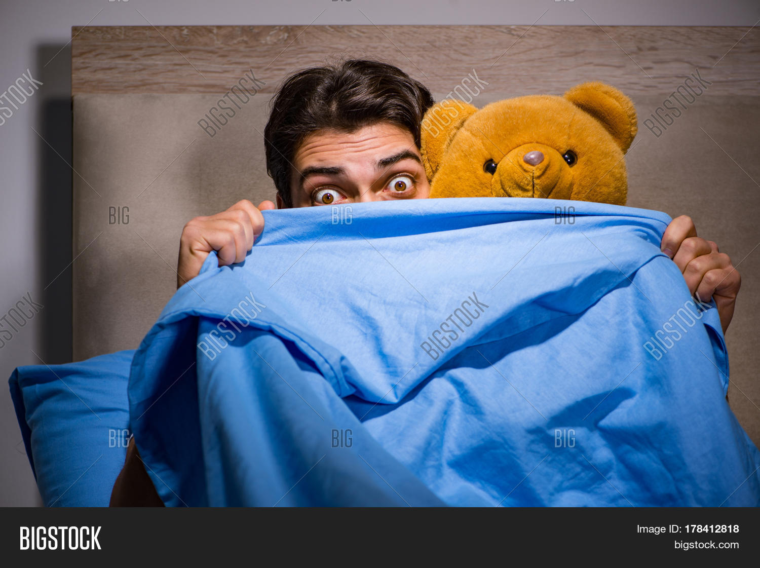 Young Man Scared Bed Image & Photo Bigstock