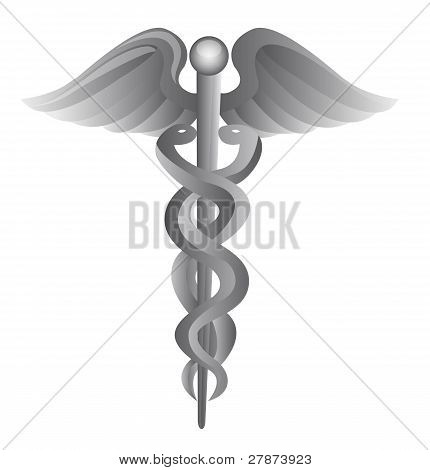 Picture or Photo of Silver medical sign isolated over white background. vector