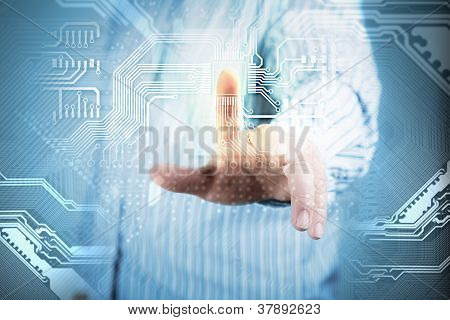 Picture or Photo of Future technology and touch button inerface illustration