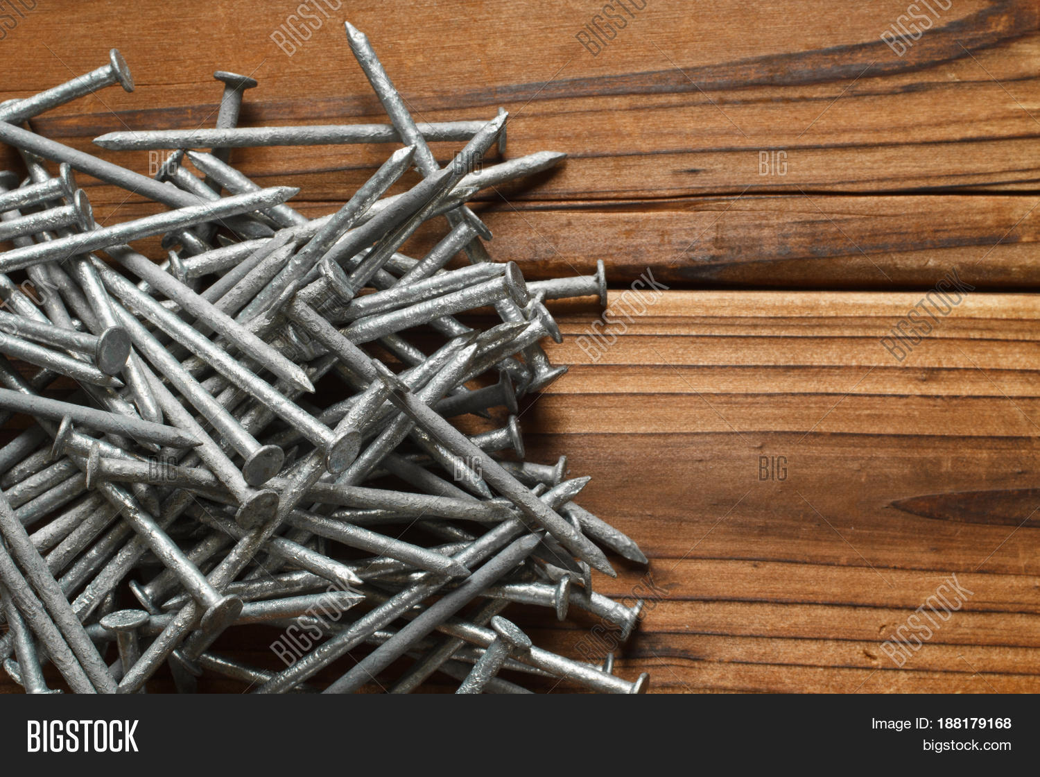 Galvanized Carpentry Nails On Wood Image & Photo Bigstock