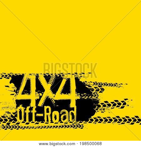 off road 4x4 hand drawn grunge lettering on a bright yellow