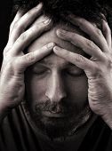 image of man  - Closeup portrait of sad depressed and lonely man - JPG 