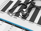 image of medical doctors  - Modern stethoscope on the top of chart - JPG 