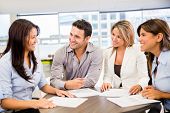 stock photo of meeting  - Group of people in a business meeting at the office - JPG 