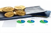 foto of investment  - Investment documents with checkbook coins and credit card - JPG 