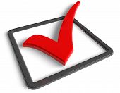 foto of survey  - Big red check mark isolated over white background - JPG 