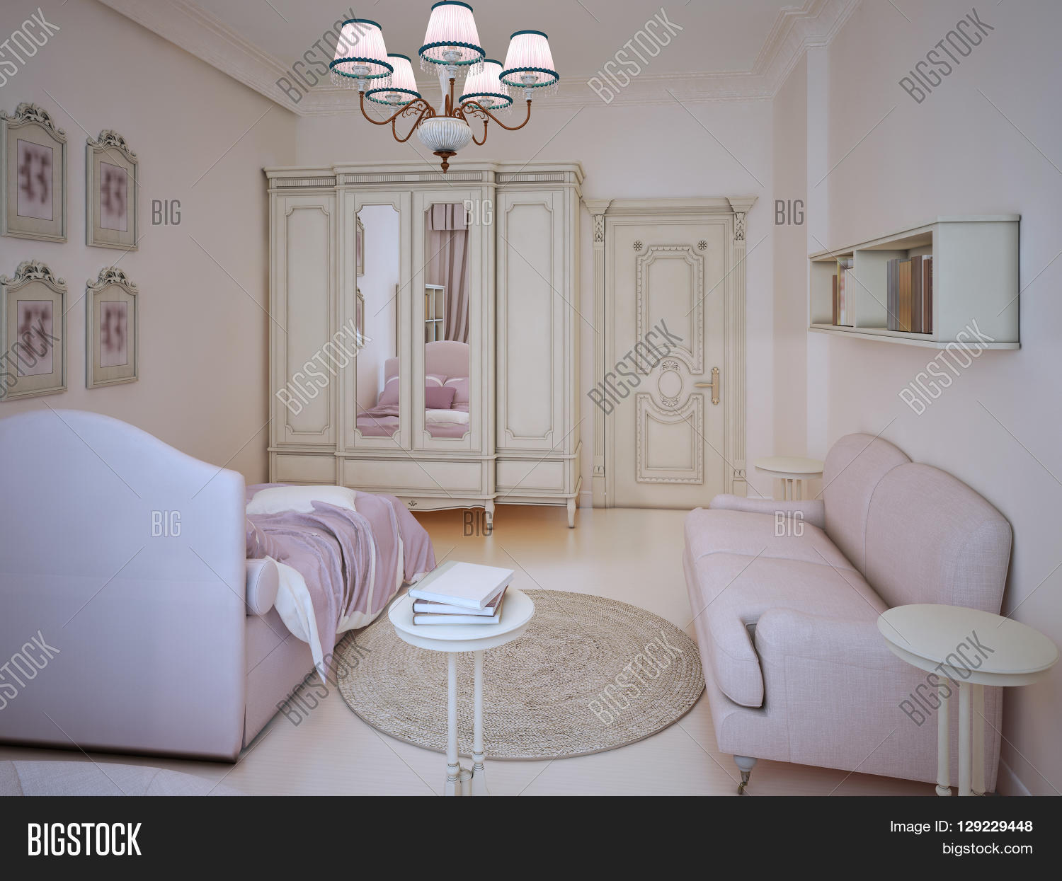 classic teenager girl bedroom interior. large wardrobe light pink classic teenager girl bedroom interior. large wardrobe light pink