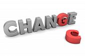 stock photo of change  - glossy grey word CHANGE with the red letter G and a laying red letter C - JPG 