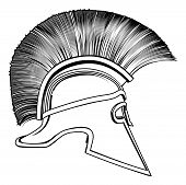 image of trojan  - Black and white illustration of a side on ancient Greek Warrior helmet Spartan helmet Roman helmet or Trojan helmet - JPG 