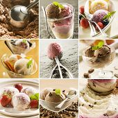 picture of ice  - beautiful ice cream collage made from nine photographs - JPG 