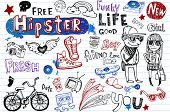 stock photo of art  - Hipsters doodle set - JPG 