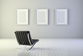 pic of interior  - Interior with three blank frames and armchair - JPG 