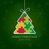 picture of puzzle  - Christmas tree from jigsaw puzzle - JPG 