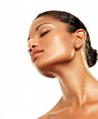 image of woman  - Beautiful young latin woman on white background - JPG 