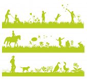 pic of animals  - three green landscape banners with people - JPG 