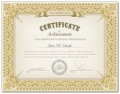 picture of security  - Vector illustration of detailed gold cerificate - JPG 