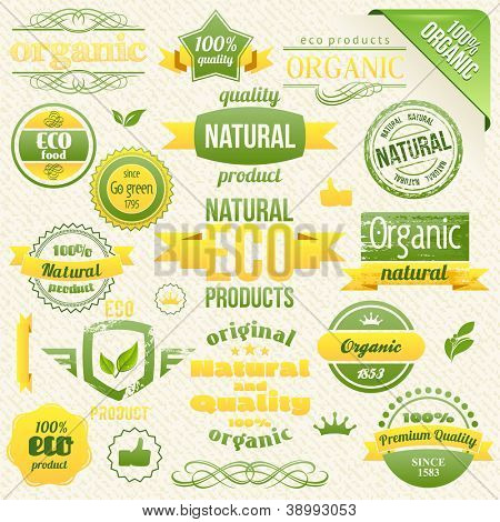 Picture or Photo of Vector Organic Food, Eco, Bio Labels and Elements.