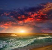 pic of sunset  - Folly Beach Ocean Sunset Landscape seascape scene in the Indian Ocean - JPG 