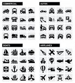image of transportation  - vector black transport icons set on gray - JPG 