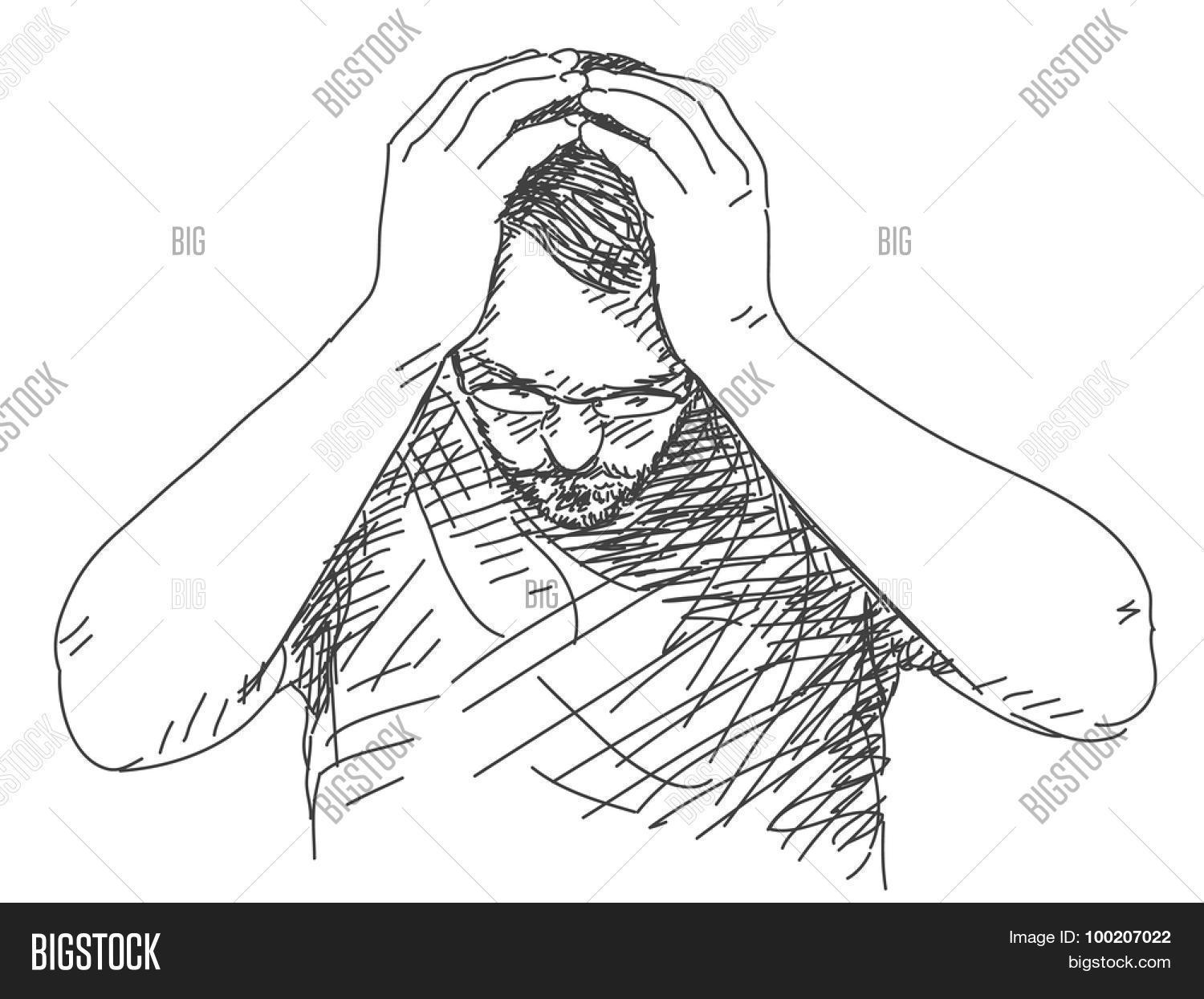 Sketch Man Holding Vector & Photo (Free Trial) Bigstock