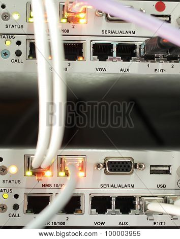 ethernet cables plugged into a switch