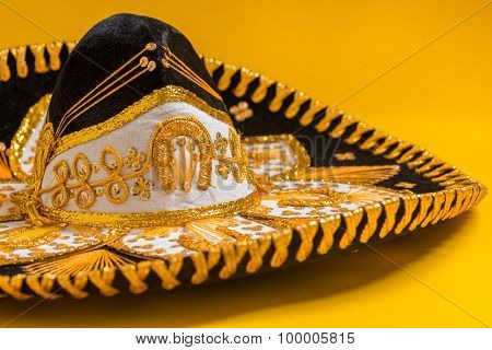 A festive black mexican, felt mariachi sombrero