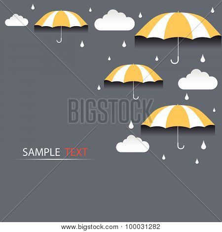 Umbrella And Rain Background Vector