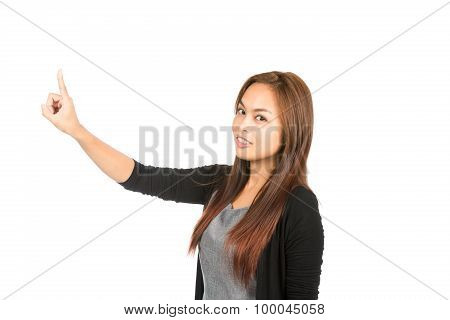 Side Profile Asian Woman Pressing Looking At Half