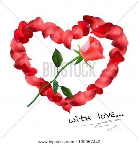 Beautiful Heart Of Red Rose Petals