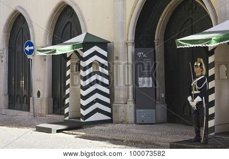 Guard In Front Of The Entrance Of National Republica