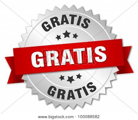 Gratis 3D Silver Badge With Red Ribbon