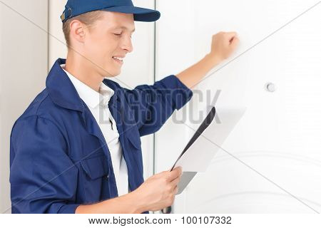 Positive standing near the door