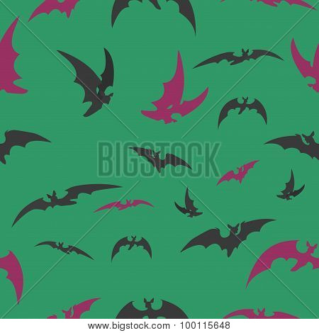 Bats On A Green Background For Halloween.